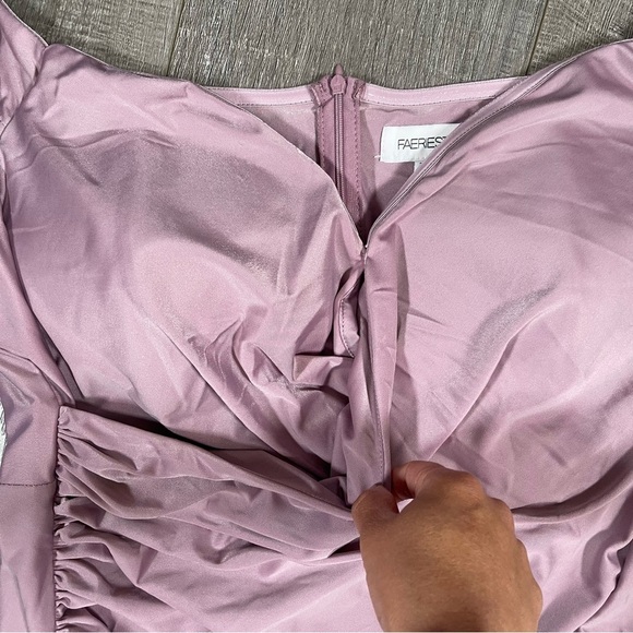 FAERIESTY Plus Off Shoulder Ruched Wrap Hem Slit Gown Plus Size 3XL - Picture 5 of 12